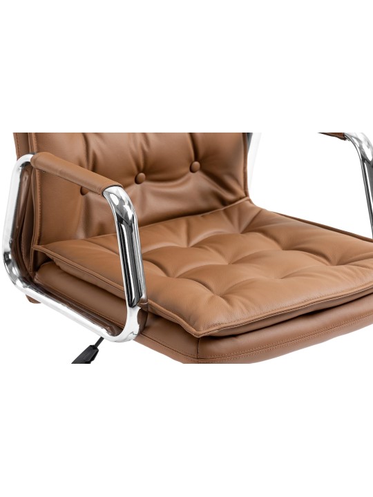Chaise de bureau Sotira cuir véritable, brun clair