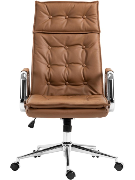 Chaise de bureau Sotira cuir véritable, brun clair