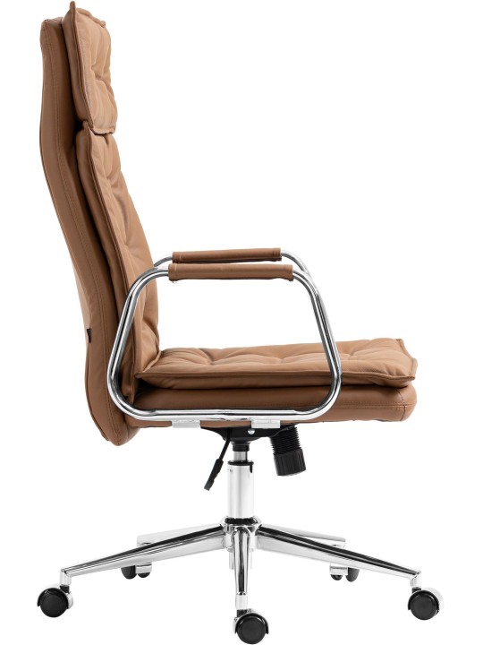 Chaise de bureau Sotira cuir véritable, brun clair