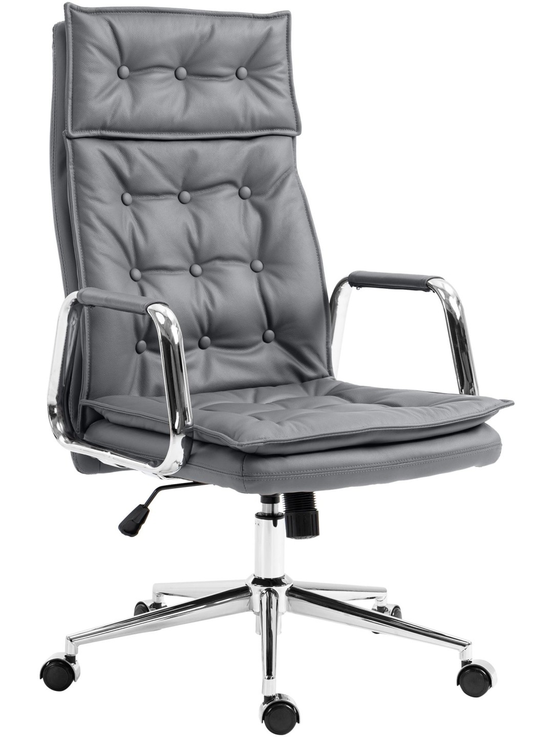 Chaise de bureau Sotira cuir véritable, gris