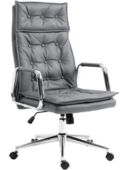 Chaise de bureau Sotira cuir véritable, gris