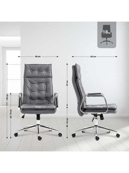 Chaise de bureau Sotira cuir véritable, gris