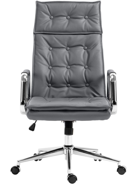 Chaise de bureau Sotira cuir véritable, gris