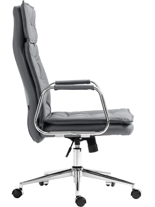 Chaise de bureau Sotira cuir véritable, gris