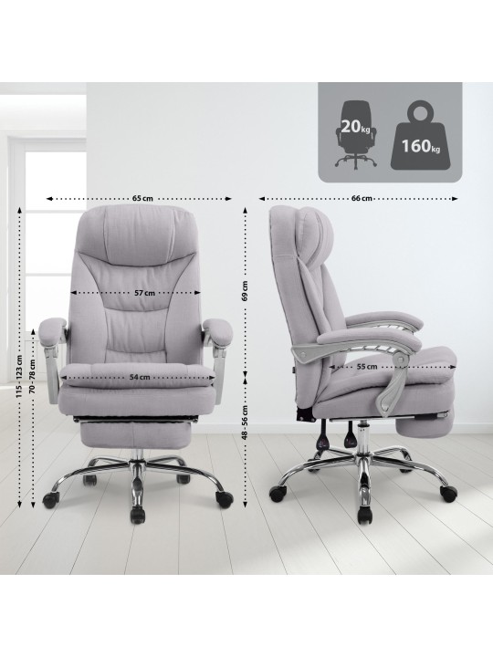 Chaise de bureau XL Troy tissu, gris