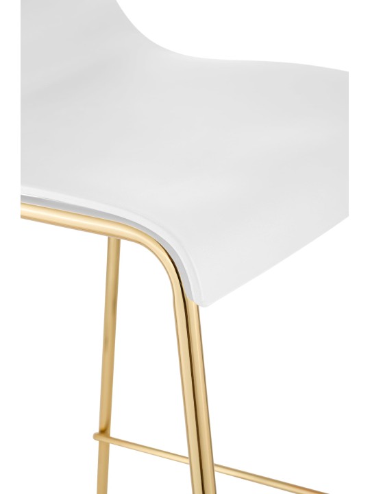 Tabouret de bar Hoover plastique 4 pieds or, blanc Tabouret de bar Hoover plastique 4 pieds or, blanc