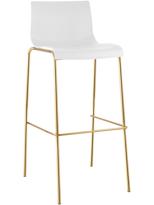 Tabouret de bar Hoover plastique 4 pieds or, blanc Tabouret de bar Hoover plastique 4 pieds or, blanc