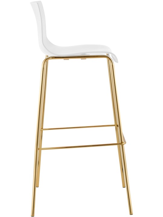 Tabouret de bar Hoover plastique 4 pieds or, blanc Tabouret de bar Hoover plastique 4 pieds or, blanc