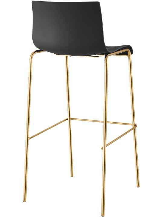 Tabouret de bar Hoover plastique 4 pieds or, noir