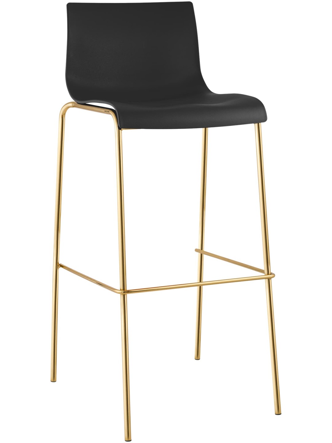 Tabouret de bar Hoover plastique 4 pieds or, noir