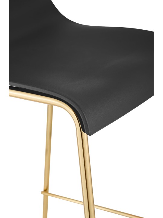 Tabouret de bar Hoover plastique 4 pieds or, noir