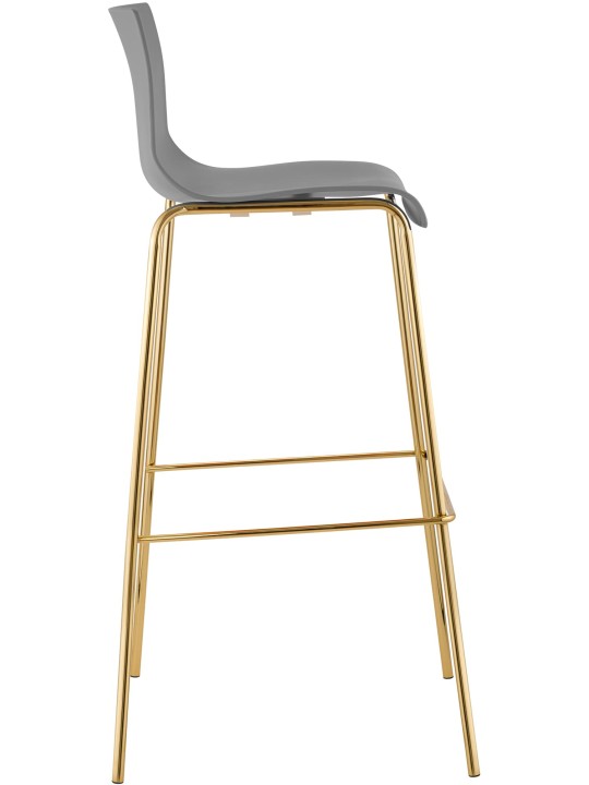 Tabouret de bar Hoover plastique 4 pieds or, gris