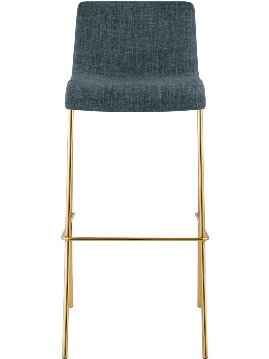 Tabouret de bar Hoover en tissu 4 pieds doré, bleu