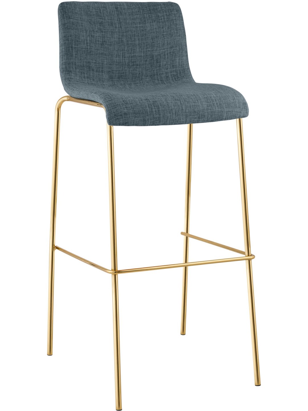 Tabouret de bar Hoover en tissu 4 pieds doré, bleu