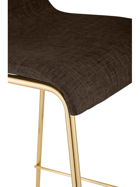 Tabouret de bar Hoover en tissu 4 pieds doré, brun Tabouret de bar Hoover en tissu 4 pieds doré, brun