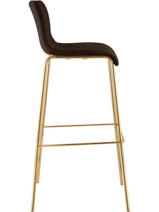 Tabouret de bar Hoover en tissu 4 pieds doré, brun Tabouret de bar Hoover en tissu 4 pieds doré, brun
