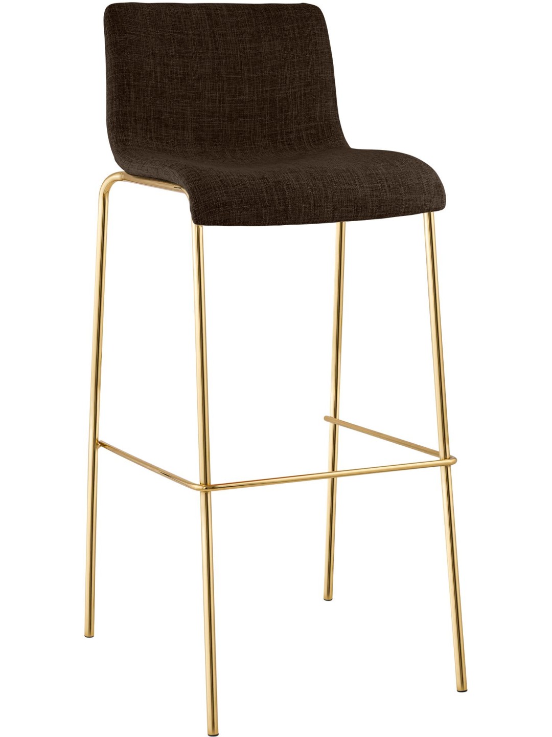 Tabouret de bar Hoover en tissu 4 pieds doré, brun
