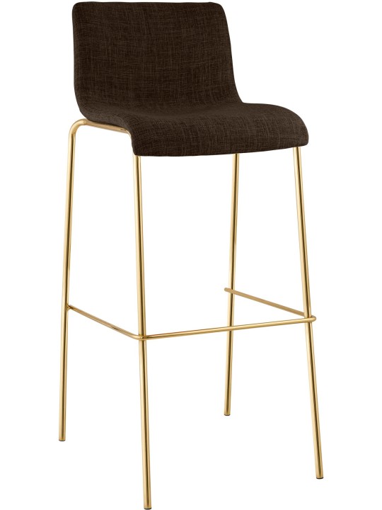 Tabouret de bar Hoover en tissu 4 pieds doré, brun Tabouret de bar Hoover en tissu 4 pieds doré, brun