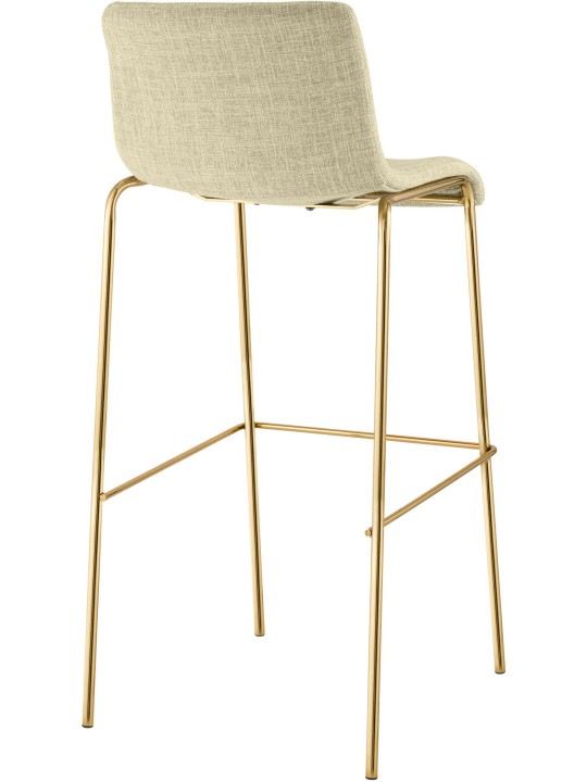 Tabouret de bar Hoover en tissu 4 pieds doré, crème