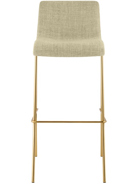 Tabouret de bar Hoover en tissu 4 pieds doré, crème