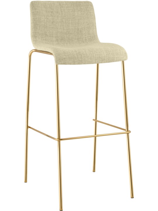Tabouret de bar Hoover en tissu 4 pieds doré, crème