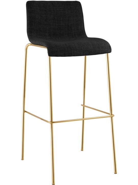 Tabouret de bar Hoover en tissu 4 pieds doré, gris foncé