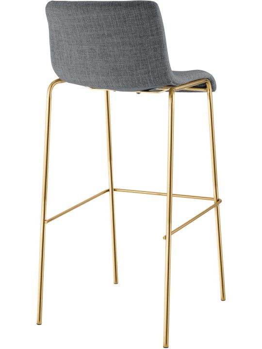 Tabouret de bar Hoover en tissu 4 pieds doré, gris clair