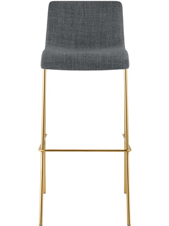 Tabouret de bar Hoover en tissu 4 pieds doré, gris clair