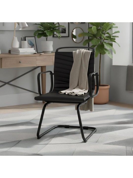 Chaise visiteur Tomkin simili cuir, noir