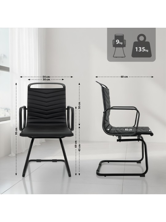 Chaise visiteur Tomkin simili cuir, noir