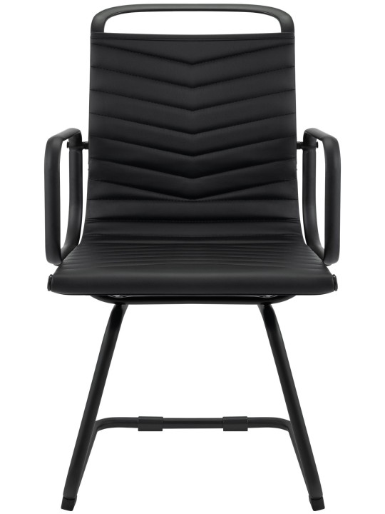 Chaise visiteur Tomkin simili cuir, noir