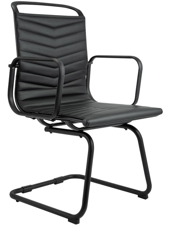 Chaise visiteur Tomkin simili cuir, noir