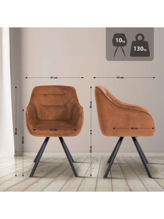 Chaise Russel velours, café