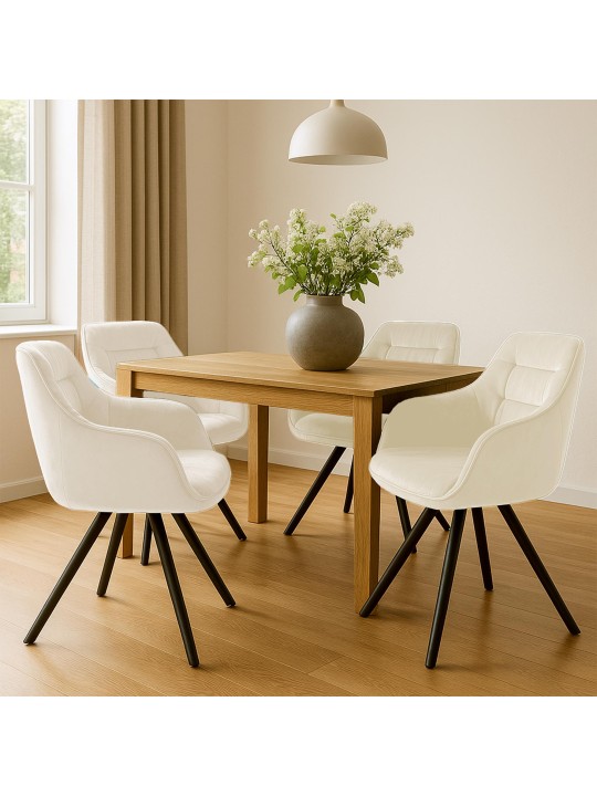 Chaise Russel velours, crème