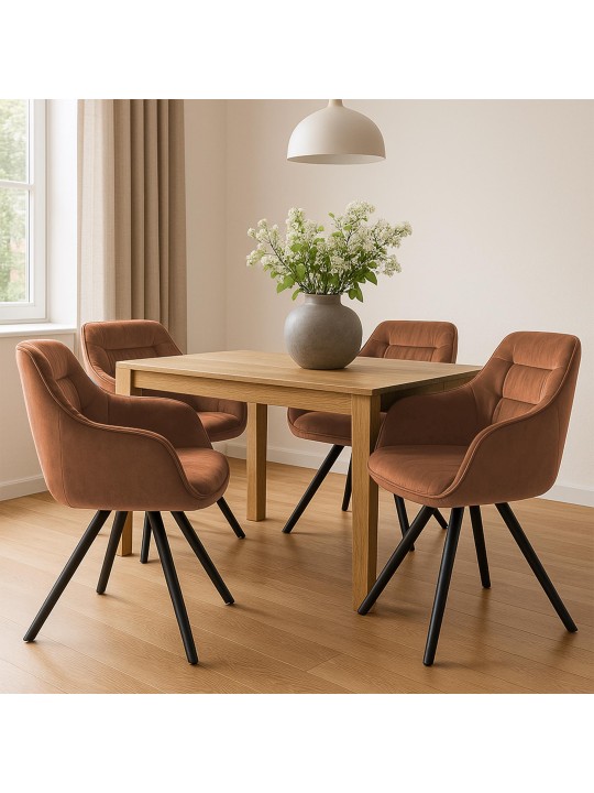 Chaise Russel velours, café