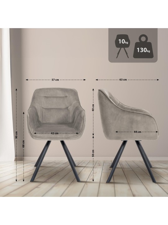 Chaise Russel velours, gris