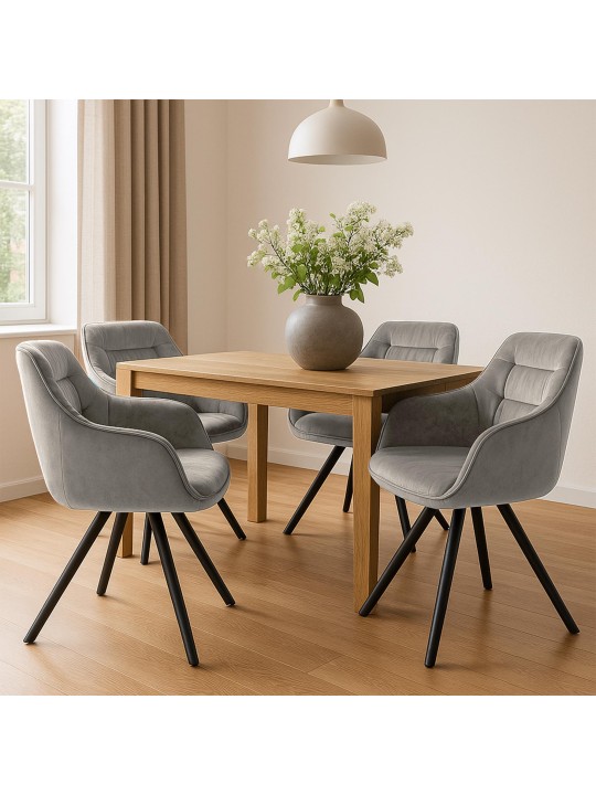 Chaise Russel velours, gris