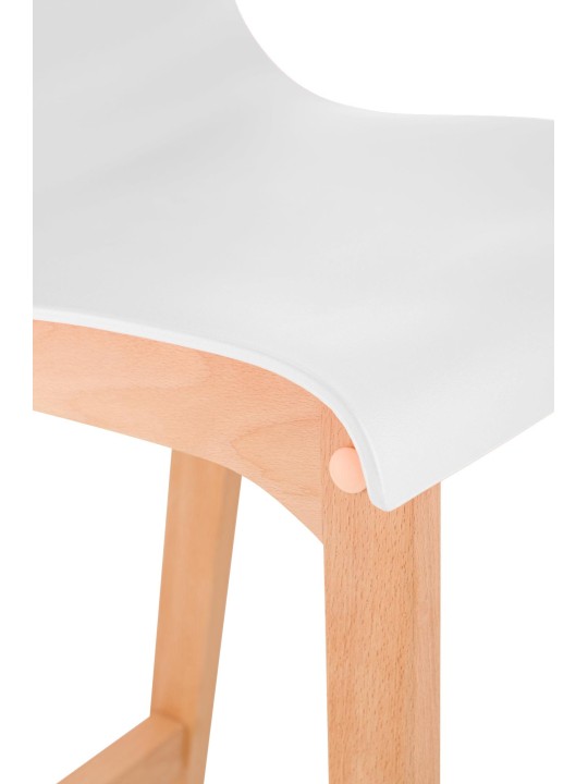 Tabouret de bar Hoover Natura structure 4 pieds, blanc