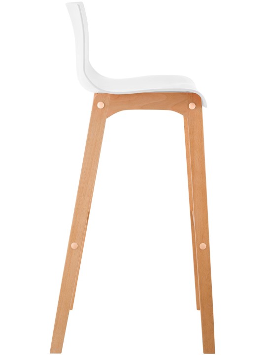 Tabouret de bar Hoover Natura structure 4 pieds, blanc