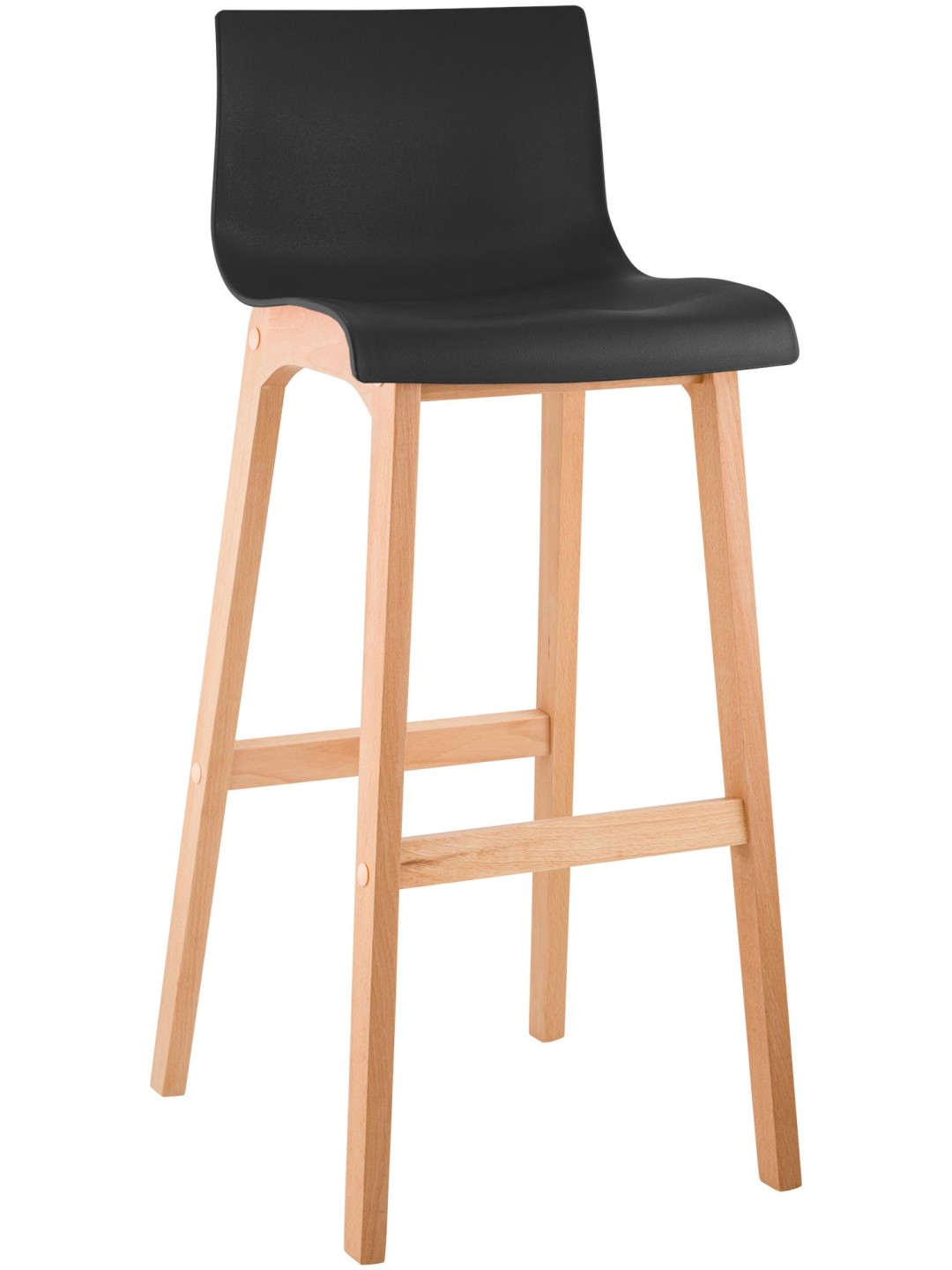Tabouret de bar Hoover Natura structure 4 pieds, noir