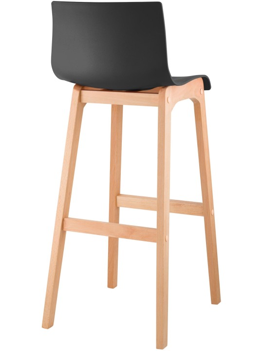 Tabouret de bar Hoover Natura structure 4 pieds, noir