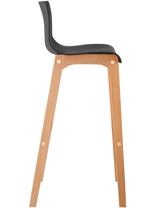 Tabouret de bar Hoover Natura structure 4 pieds, noir