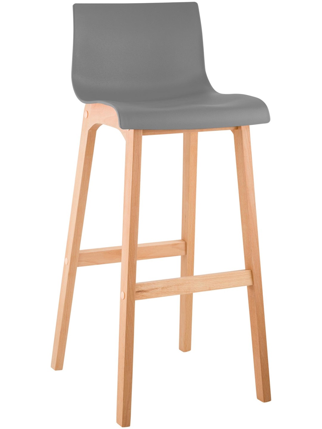 Tabouret de bar Hoover Natura structure 4 pieds, gris