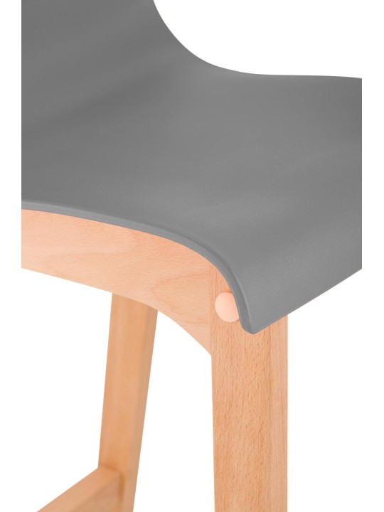 Tabouret de bar Hoover Natura structure 4 pieds, gris
