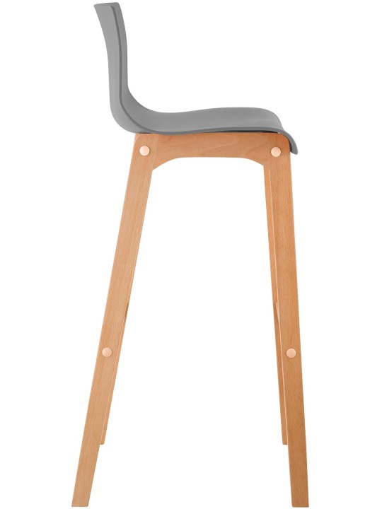 Tabouret de bar Hoover Natura structure 4 pieds, gris