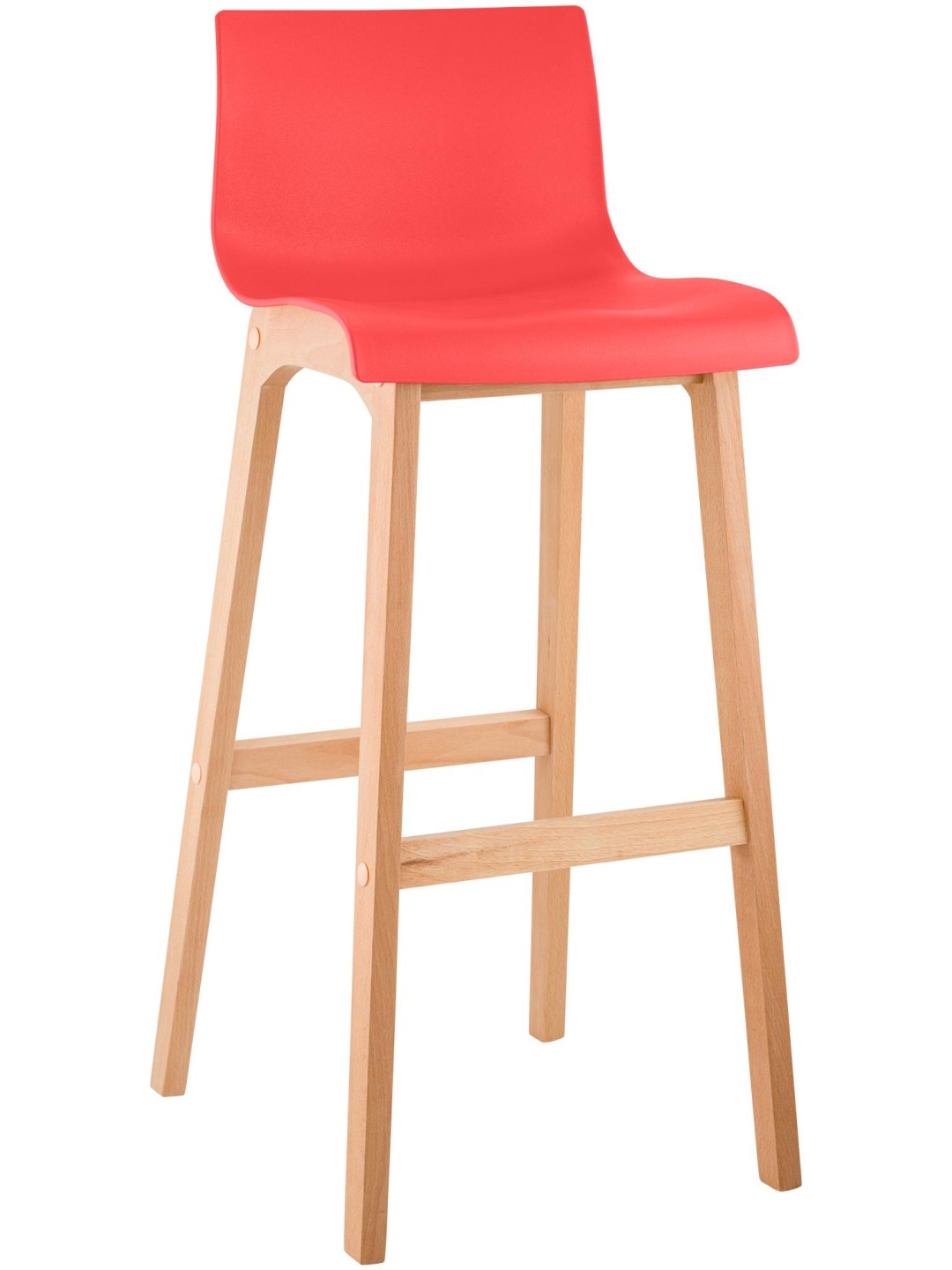 Tabouret de bar Hoover Natura structure 4 pieds, rouge