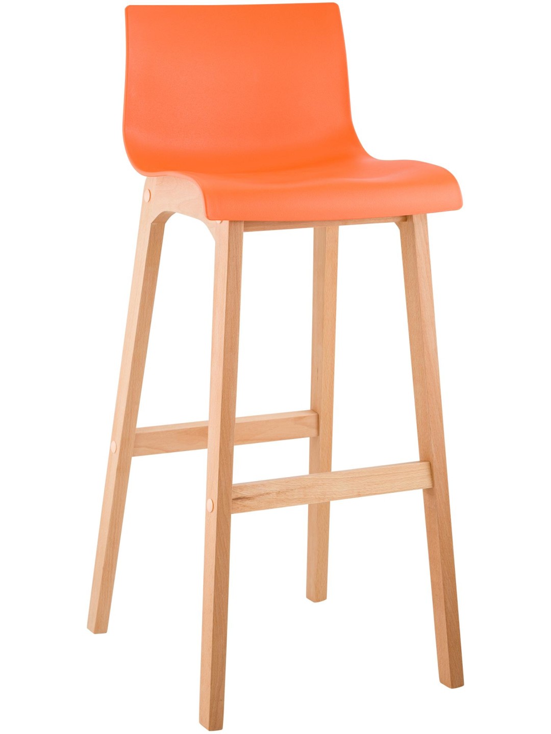 Tabouret de bar Hoover Natura structure 4 pieds, orange