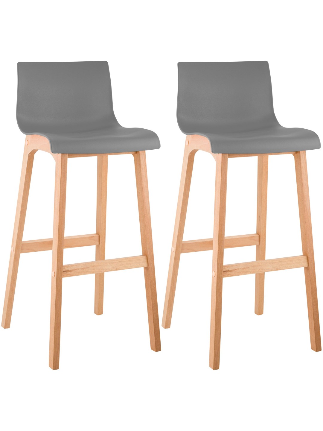 Lot de 2 tabourets de bar Hoover Natura, gris