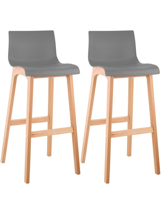 Lot de 2 tabourets de bar Hoover Natura, gris