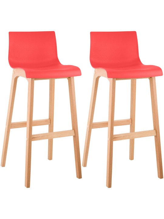 Lot de 2 tabourets de bar Hoover Natura, rouge